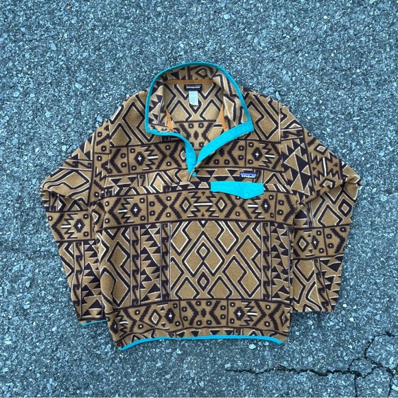 Patagonia Men's Synchilla Brown Aztec Fleece Snap T Pullover Size M - Picture 4 of 6